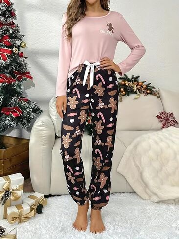 Women's Causel Long Sleeve Pajama Set 2PCS Sleepwear Loungewear for Home Daily in Saudi Arabia