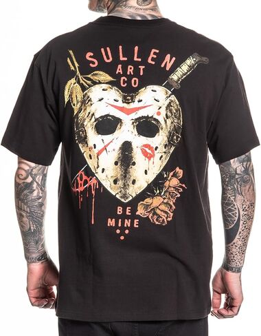 تي شيرت رجالي Sullen Be Mine Friday The Thirteenth Horror Tattoo Lifestyle Graphic قطن قياسي بأكمام قصيرة أسود in Saudi Arabia