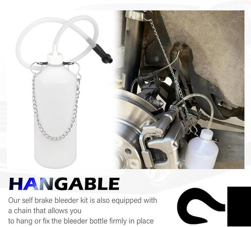 1L Car Brake Bleeder Bottle Kit with Chain & 23.62" Brake Bleeder Hose,Brakes Bleeders Kit for Vehicle System Maintenance,Hangable Car Brakes Fluid Bleeders Kits in Kuwait