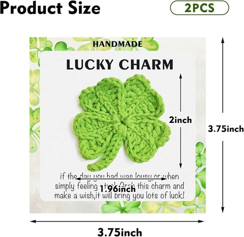 St. Patrick's Day Gifts,Irish Gifts with Card and Envelope, Lucky Charm, Handmade Finished Cute Crocheted Irish Four Leaf Clover Pocket Hug Token, Small Lucky Gift in Kuwait