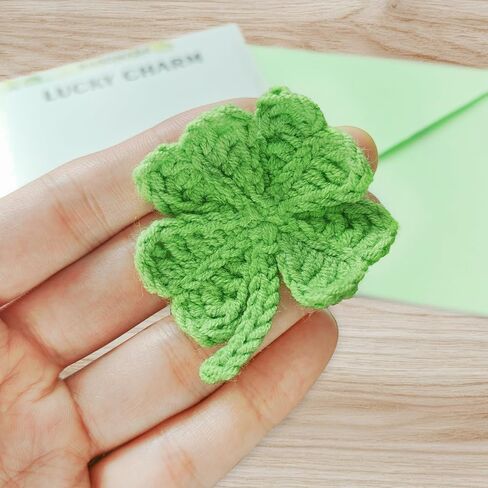 St. Patrick's Day Gifts,Irish Gifts with Card and Envelope, Lucky Charm, Handmade Finished Cute Crocheted Irish Four Leaf Clover Pocket Hug Token, Small Lucky Gift in Kuwait