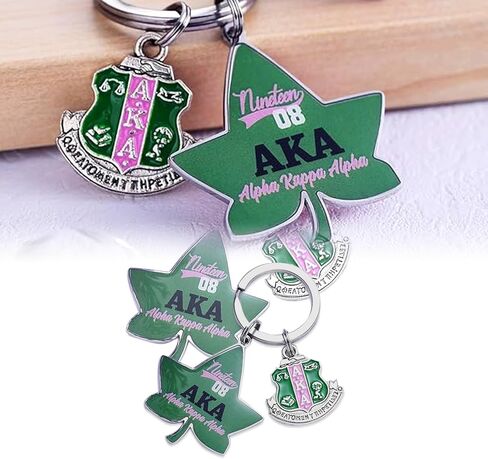 1908 AKA Sorority Keychain, Ivy Leaf Keyrings Aka Sorority Gifts for Women Alpha Kappa Alpha Paraphernalia Gifts for Sisters Ladies in Kuwait