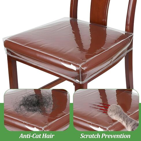 6 Pack Plastic Dining Chair Seat Covers, Reusable Thickened Soft PVC Seats Protector, Kitchen Chair Seat Protectors with Adjustable Belt Strap (22‘’ W x 17‘’ D) in Saudi Arabia
