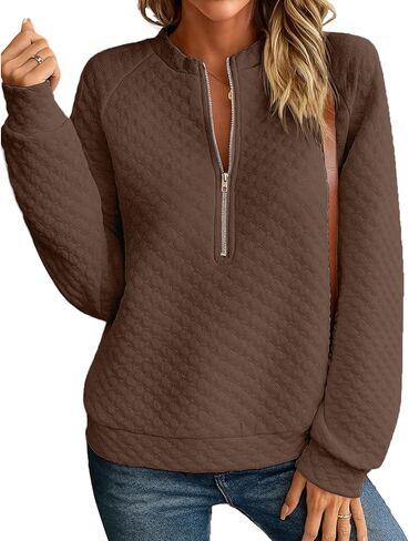 المرأة نصف زمم مبطن البلوز خفيفة الوزن الوقوف طوق كم طويل قميص علوي فضفاض عصري محكم البلوز القمم in Kuwait