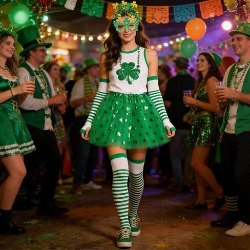 مجموعة أزياء عيد القديس باتريك للنساء والرجال، ملحقات خضراء لمستلزمات الحفلات الأيرلندية لعيد القديس باتريك in Kuwait