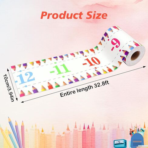 Lucleag 32.8 Feet Number Line Bulletin Board Border Roll, -12 to 107 Colorful Pencil Number Line Bulletin Border Numbers Borders Trim for School Classroom Office Bulletin Board Decoration in Saudi Arabia