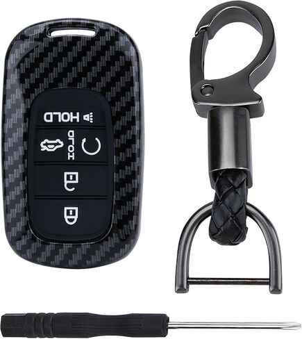 Key Fob Cover for Honda, 5 buttons Carbon Fiber Key Fob Case, Fob Case Protector, Fiber Key Fob for Honda 2022 2023 2024 2025 Civic Accord CR-V HR-V V Pilot SI EX EX-L Touring Car Accessories (Black) in Saudi Arabia