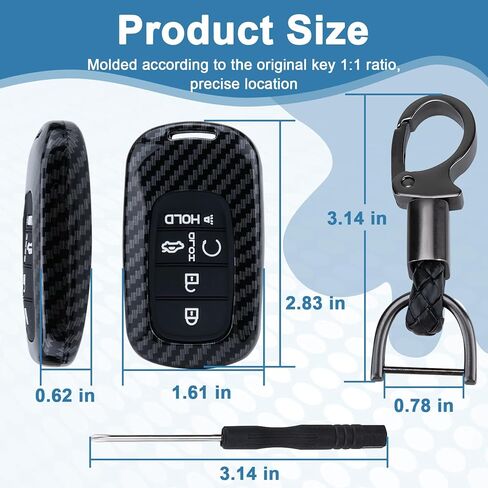 Key Fob Cover for Honda, 5 buttons Carbon Fiber Key Fob Case, Fob Case Protector, Fiber Key Fob for Honda 2022 2023 2024 2025 Civic Accord CR-V HR-V V Pilot SI EX EX-L Touring Car Accessories (Black) in Saudi Arabia