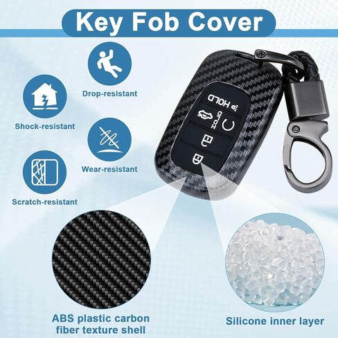 Key Fob Cover for Honda, 5 buttons Carbon Fiber Key Fob Case, Fob Case Protector, Fiber Key Fob for Honda 2022 2023 2024 2025 Civic Accord CR-V HR-V V Pilot SI EX EX-L Touring Car Accessories (Black) in Saudi Arabia