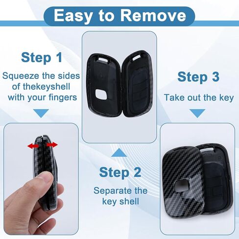 Key Fob Cover for Honda, 5 buttons Carbon Fiber Key Fob Case, Fob Case Protector, Fiber Key Fob for Honda 2022 2023 2024 2025 Civic Accord CR-V HR-V V Pilot SI EX EX-L Touring Car Accessories (Black) in Saudi Arabia