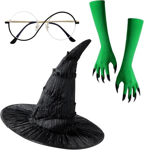 Zando Halloween Green Witch Hat for Women - Cosplay Costume Wizard Hat Movie Style Accessory for Evil Witch Dress Up in Saudi Arabia