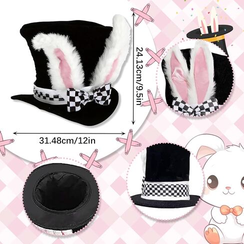 7 قطع عيد الفصح الأرنب الأبيض زي مجموعة للكبار عيد الفصح الأرنب الأذن أعلى قبعة القوس التعادل قفازات النظارات أرنب ساعة دبوس أرنب الأنف ذيل لجميع القديسين عيد الفصح تأثيري in Kuwait