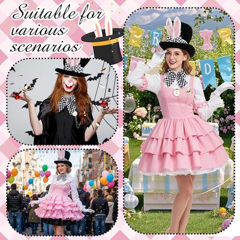 7 قطع عيد الفصح الأرنب الأبيض زي مجموعة للكبار عيد الفصح الأرنب الأذن أعلى قبعة القوس التعادل قفازات النظارات أرنب ساعة دبوس أرنب الأنف ذيل لجميع القديسين عيد الفصح تأثيري in Kuwait