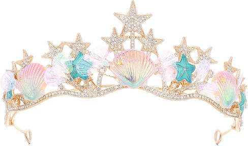 تاج حورية البحر للنساء مصنوع يدويًا من صدف نجم البحر وحوريات البحر وإكسسوارات الشعر التنكرية لزي الشاطئ in Kuwait