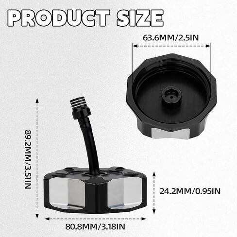 ATV Gas Cap,CNC Gas Fuel Tank Cap Cover with Air Vent Hose for YFZ 450,YFZ450R,Raptor 660 350 250 125,Banshee 350,Grizzly 660 450 400 350,Kodiak 400,Bruin 350 250,Big Bear 400-Black in Saudi Arabia