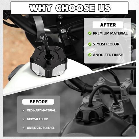 ATV Gas Cap,CNC Gas Fuel Tank Cap Cover with Air Vent Hose for YFZ 450,YFZ450R,Raptor 660 350 250 125,Banshee 350,Grizzly 660 450 400 350,Kodiak 400,Bruin 350 250,Big Bear 400-Black in Saudi Arabia