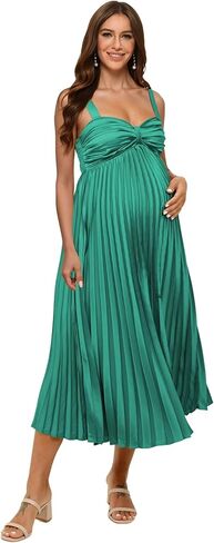Spaghetti Straps Maternity Dress for Photoshoot Baby Shower Dress Pleated Satin Formal Pregnancy Gowns ZU071 in Saudi Arabia