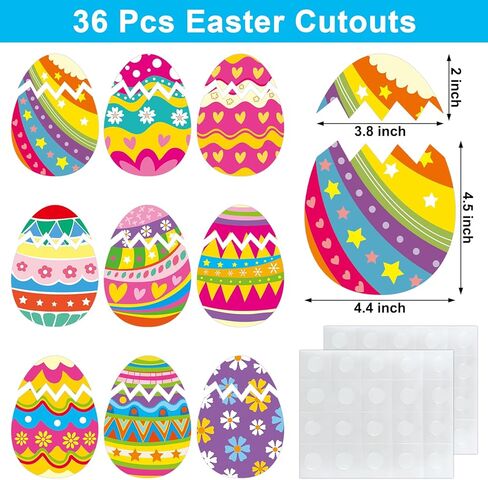 36 قطعة بيضة عيد الفصح مع مساحة للصور لتزيين لوحة الإعلانات الربيع DIY صور كرافت عيد الفصح الفصول الدراسية ديكور الحائط in Kuwait