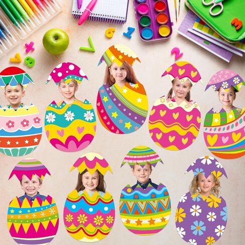 36 قطعة بيضة عيد الفصح مع مساحة للصور لتزيين لوحة الإعلانات الربيع DIY صور كرافت عيد الفصح الفصول الدراسية ديكور الحائط in Kuwait