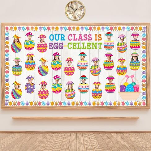 36 قطعة بيضة عيد الفصح مع مساحة للصور لتزيين لوحة الإعلانات الربيع DIY صور كرافت عيد الفصح الفصول الدراسية ديكور الحائط in Kuwait