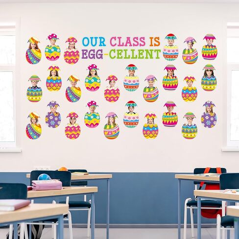 36 قطعة بيضة عيد الفصح مع مساحة للصور لتزيين لوحة الإعلانات الربيع DIY صور كرافت عيد الفصح الفصول الدراسية ديكور الحائط in Kuwait