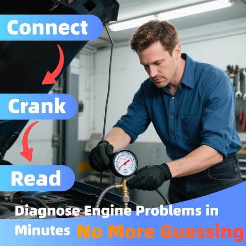 طقم اختبار الضغط مكون من 8 قطع لمحركات الغاز، مقياس ضغط الأسطوانة 0-300 رطل لكل بوصة مربعة مع حقيبة - يناسب السيارة والدراجة النارية والمحرك الصغير والمركبة ATV in Kuwait