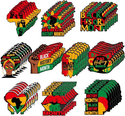 Jetec 60 قطعة ديكور حفلات التاريخ الأسود ديكور لوحة إعلانات شهر التاريخ الأسود الأمريكي الأفريقي قطع الورق لمهرجان فبراير لديكور حفلات الفصول الدراسية لمهرجان فبراير in Kuwait