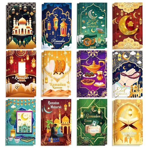 OXYLIPO 24Pcs Ramadan Mini Pocket Notepads - Moon, Mosque, and Star Pattern Lined Memo Notebooks for Eid Mubarak Party Gifts, School Classroom Rewards, Daily Memo Jotting, Islamic Holiday Activities in Saudi Arabia