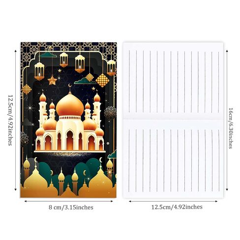 OXYLIPO 24Pcs Ramadan Mini Pocket Notepads - Moon, Mosque, and Star Pattern Lined Memo Notebooks for Eid Mubarak Party Gifts, School Classroom Rewards, Daily Memo Jotting, Islamic Holiday Activities in Saudi Arabia