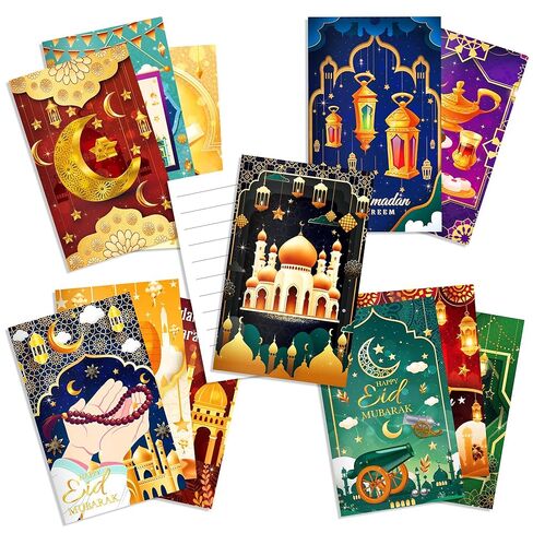 OXYLIPO 24Pcs Ramadan Mini Pocket Notepads - Moon, Mosque, and Star Pattern Lined Memo Notebooks for Eid Mubarak Party Gifts, School Classroom Rewards, Daily Memo Jotting, Islamic Holiday Activities in Saudi Arabia