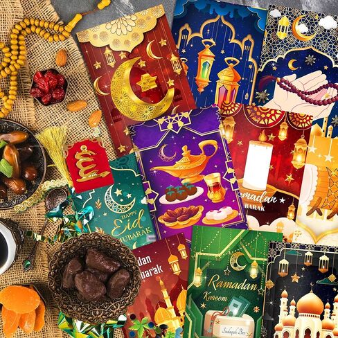 OXYLIPO 24Pcs Ramadan Mini Pocket Notepads - Moon, Mosque, and Star Pattern Lined Memo Notebooks for Eid Mubarak Party Gifts, School Classroom Rewards, Daily Memo Jotting, Islamic Holiday Activities in Saudi Arabia