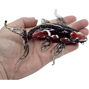 تمثال سمكة شبوط كوي صغير الحجم مقاس 5½ بوصة أزرق وأبيض وأحمر - تمثال صغير من الزجاج المطلي يدويًا وحيوانات مائية ملونة وأسماك زينة للمياه العذبة وتماثيل كريستالية مزخرفة قابلة للتجميع وهدايا ديكور in Kuwait