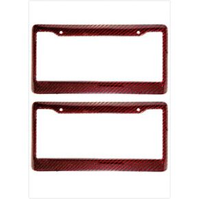 Kimoo Red Carbon Fiber Look License Plate Tag Frame Cover Universal (2X Red) in Saudi Arabia