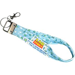 2026 Lab Week Official Theme Handmade Cloth Keychain with Metal Clasp, Light Blue Background with Lab Themed Icon Pattern, Lab Week Gift in Saudi Arabia