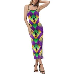 فساتين ماكسي نسائية بحزام سباغيتي مطبوع عليها شامروك كلوفر لعيد القديس باتريك in Kuwait