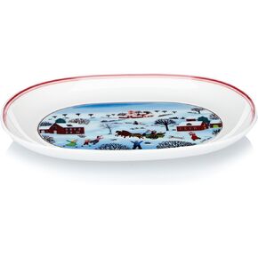 طبق مخلل عيد الميلاد من Villeroy & Boch Design Naif، بورسلين فاخر، صنع في ألمانيا، طبق عرض صغير، 7.75 بوصة، نمط قرية عيد الميلاد in Kuwait