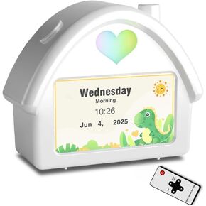 Kids Alarm Clock with 4.3'' HD Digital Screen, Calendar Countdown Ambient Lighting White Noise Remote Control Function Perfect for Kids in Saudi Arabia