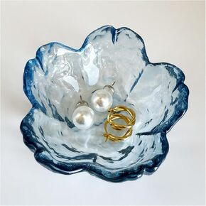 Flower Jewelry Tray, Ring Dish Trays,Decorative Cute Blue Glass Trinket Dish,Gift Ideas for Women,Small Gifts for Girlfriend Wife, Ring Holder, Earrings Dishs,Key Plate,Birthday Gift for Her in Saudi Arabia