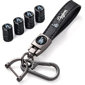 Tyre Valve Caps Caps and Metal Keychain Combo Compatiable Fit LA Dodgers Baseball Fans, Stem Cover Dust Caps for Car Tyres, Car Accessories in Saudi Arabia