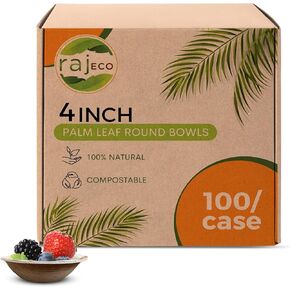 أوعية راج للاستعمال مرة واحدة من أوراق النخيل (100 عدد، 4 أوعية) وعاء قوي مثل وعاء حفلات الخيزران - أدوات مائدة مزخرفة قابلة للتحلل للغداء والعشاء وأعياد الميلاد والتخييم وفي الهواء الطلق والنزهة والحفلات in Kuwait