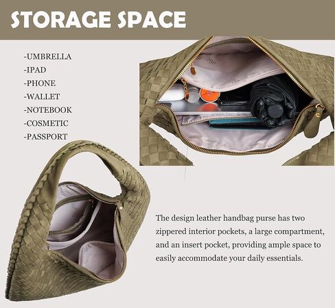 حقيبة نسائية من جلد الغزال الصناعي، حقيبة منسوجة، حقيبة كتف مترهل، حقيبة يد من جلد الغزال مع سحاب للإغلاق in Kuwait