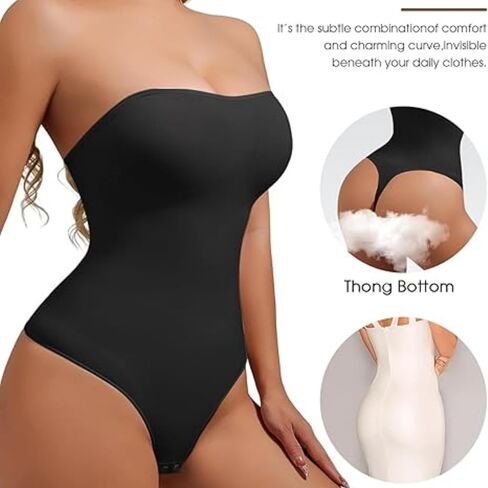 Women’s Sexy Strapless Bodysuit Thong Tube Top Off The Shoulder One Piece Leotard in Saudi Arabia