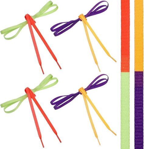 2 Pairs Dual Colored Shoe Laces,Dual Colored Tying Aid Learning Shoelaces Learn To Tie Shoes Fun & Easy Shoe Tying Practice for Kids Beginners Early Learning Teaching Educational in Saudi Arabia