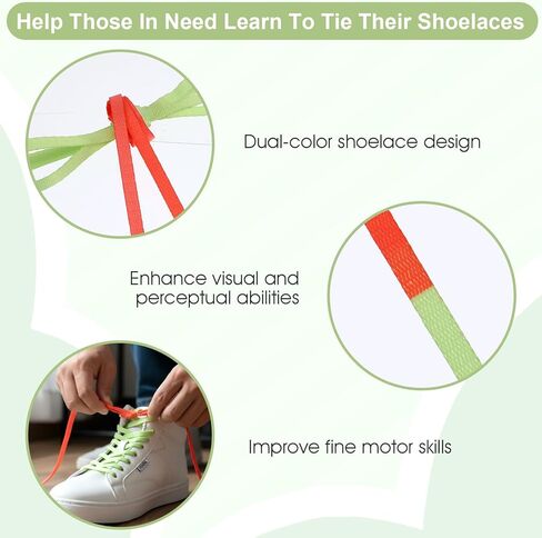 2 Pairs Dual Colored Shoe Laces,Dual Colored Tying Aid Learning Shoelaces Learn To Tie Shoes Fun & Easy Shoe Tying Practice for Kids Beginners Early Learning Teaching Educational in Saudi Arabia