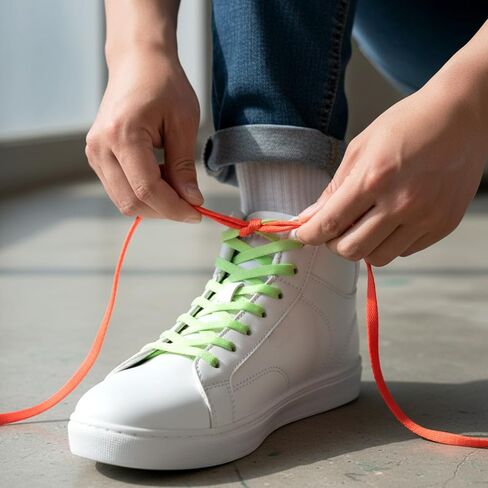 2 Pairs Dual Colored Shoe Laces,Dual Colored Tying Aid Learning Shoelaces Learn To Tie Shoes Fun & Easy Shoe Tying Practice for Kids Beginners Early Learning Teaching Educational in Saudi Arabia