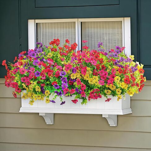 16 Bundles Artificial Fake Flowers Plants for Outdoors Spring Summer Decor,Faux Flowers Plant Silk Daisy UV Resistant for Outside Planters Front Porch Patio Yard Garden Home(Red,Purple,Yellow,Fuchsia) in Saudi Arabia