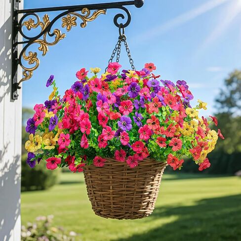 16 Bundles Artificial Fake Flowers Plants for Outdoors Spring Summer Decor,Faux Flowers Plant Silk Daisy UV Resistant for Outside Planters Front Porch Patio Yard Garden Home(Red,Purple,Yellow,Fuchsia) in Saudi Arabia