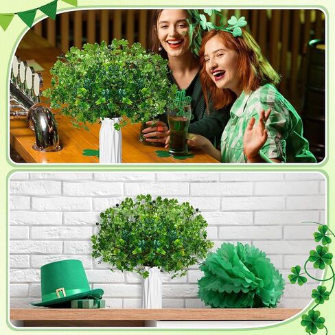 Giegxin 12 Pack 15.7 Inch Artificial Easter Flower Decorations Easter Egg Picks Colored Winter Jasmine Decorative Spring Floral Stems Flower Centerpieces for Table Home Decor(Shamrock) in Saudi Arabia