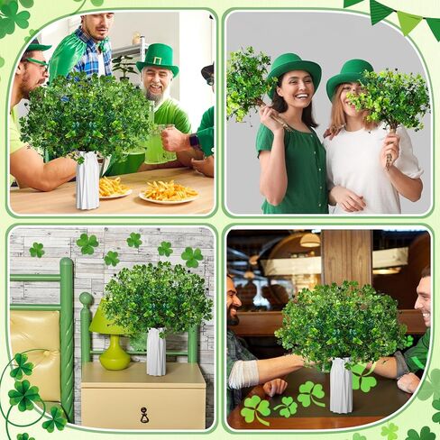Giegxin 12 Pack 15.7 Inch Artificial Easter Flower Decorations Easter Egg Picks Colored Winter Jasmine Decorative Spring Floral Stems Flower Centerpieces for Table Home Decor(Shamrock) in Saudi Arabia