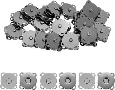 أزرار كبس مغناطيسية [30 مجموعة] - إغلاق مغناطيسي برقوقي يستخدم لحقائب اليد والخياطة والحرف اليدوية والمحافظ والملابس والحقائب - [أسود - 14 مم/0.6 بوصة] - زر مشابك المحفظة in Kuwait